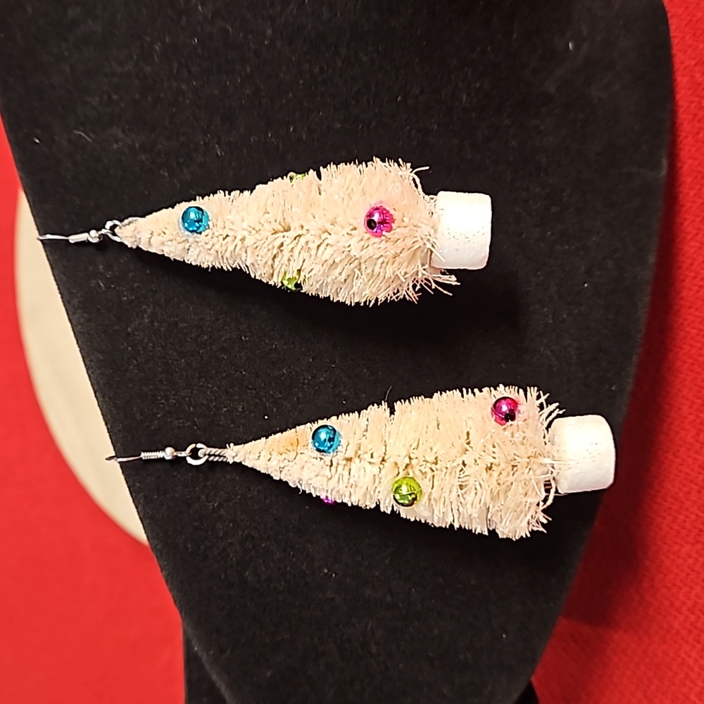 Handmade Christmas tree pierced earrings balls lightweight novelty